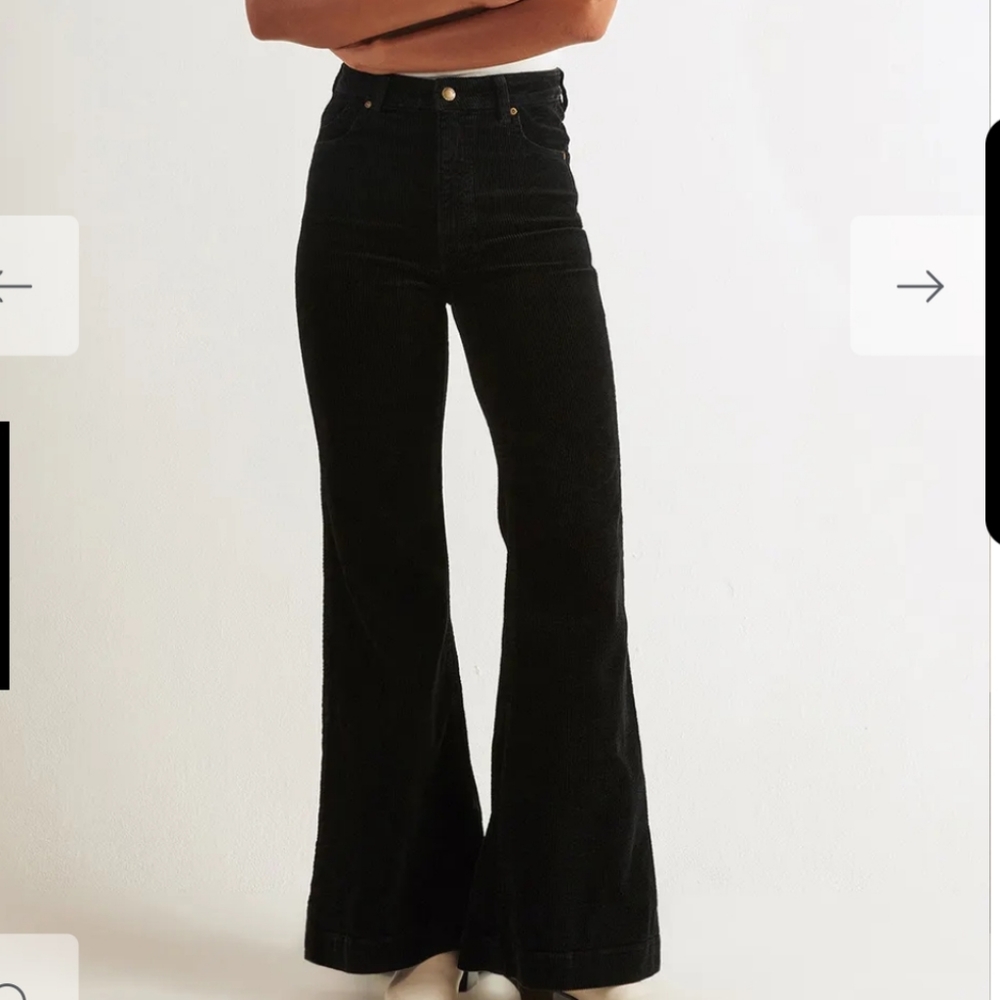 Free People Rolla Flare Black Corduroy Pants